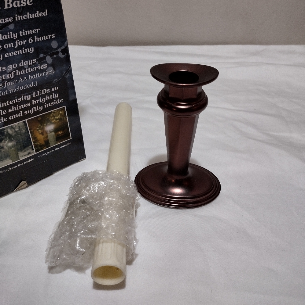 Set of 7 Plow & Hearth Antique Bronze Base Battery Operated Window Candles - Picture 8 of 11